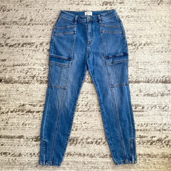 Joie High Rise Cargo Utility Straight Leg Jeans, Size 29 - Picture 2 of 11